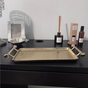 Luxury Gold Decorative Tray with Handles – Glam Vanity or Coffee Table Accent